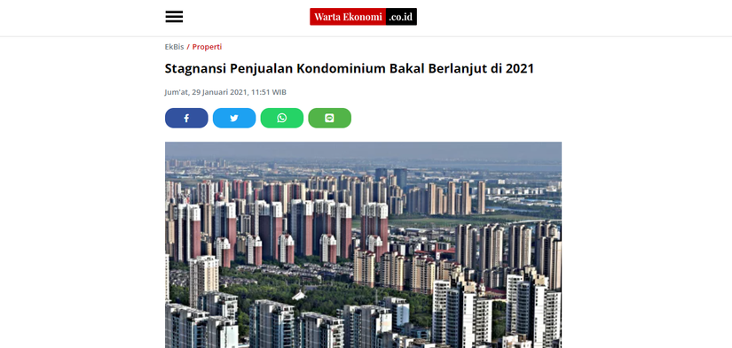 Stagnansi Penjualan Kondominium Bakal Berlanjut di 2021 | KF Map – Digital Map for Property and Infrastructure in Indonesia